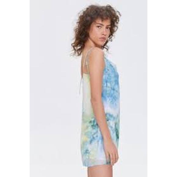 Forever 21 Dresses & Skirts - NEW NWT Forever 21 Blue Yellow Tie Dye Lined Chiffon Mini Slip Dress Size S